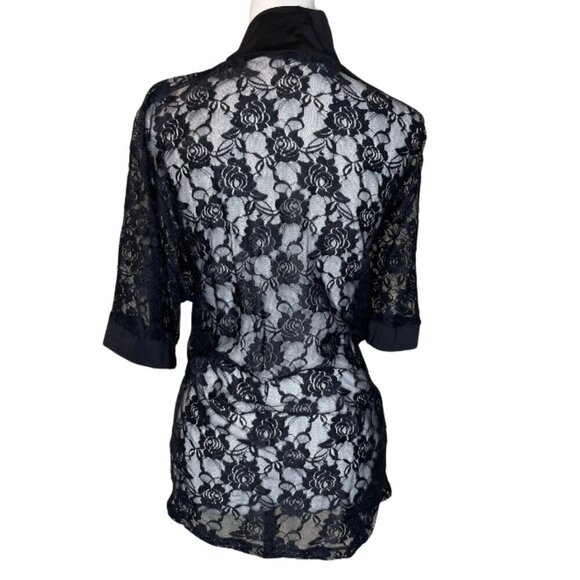 Incerun Black Lace Mock Neck Sheer Layers Size 5XL Summer Party Event - Picture 2 of 7